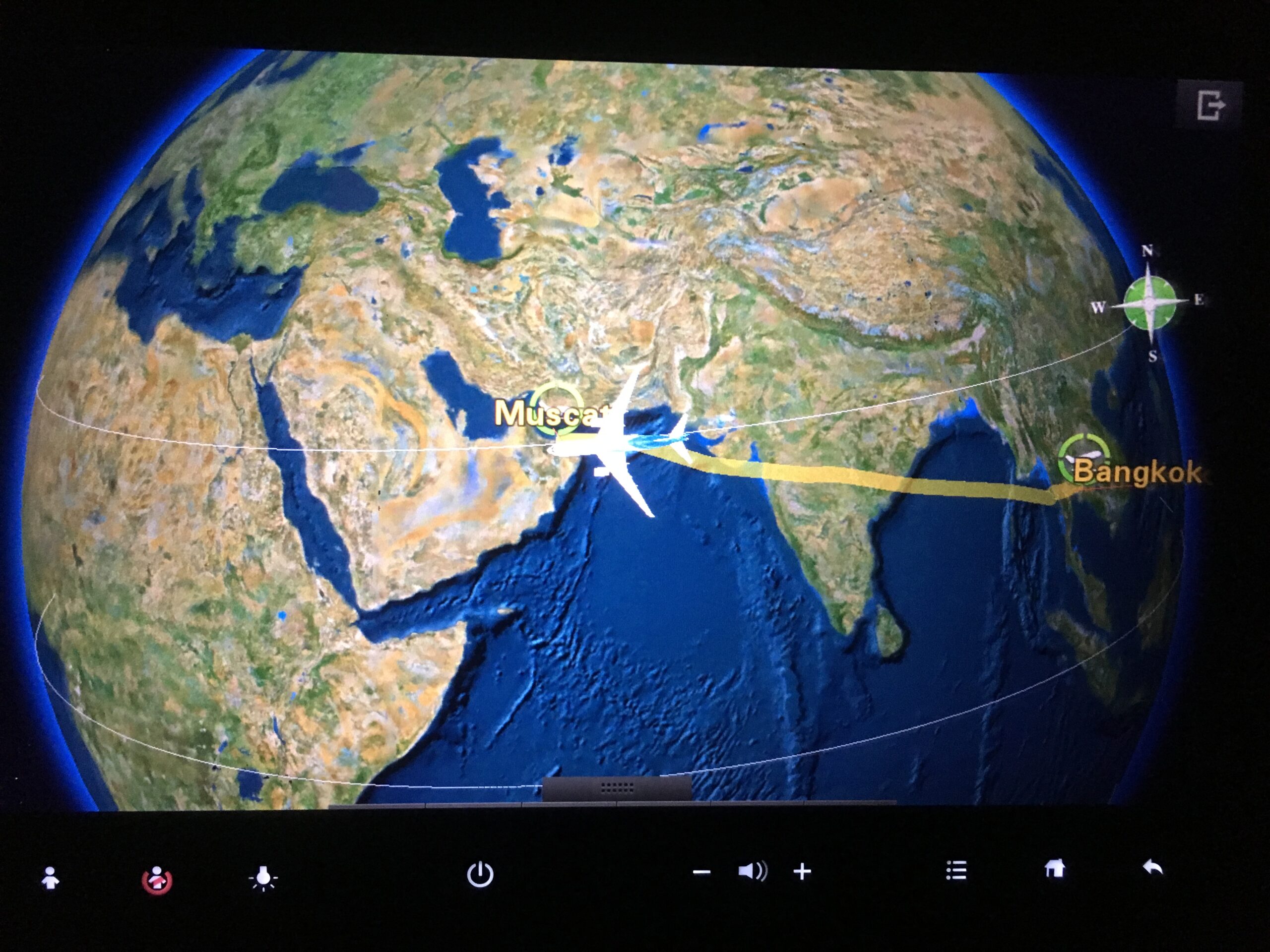 Oman Air In-Flight Route Map