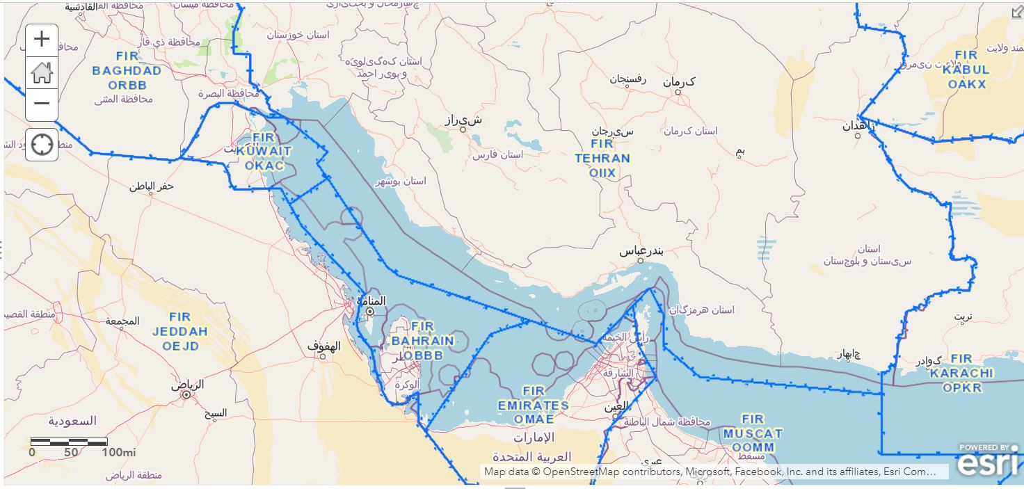 ICAO Middle East FIR GIS map
