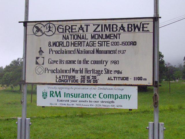welcome sign great zimbabwe