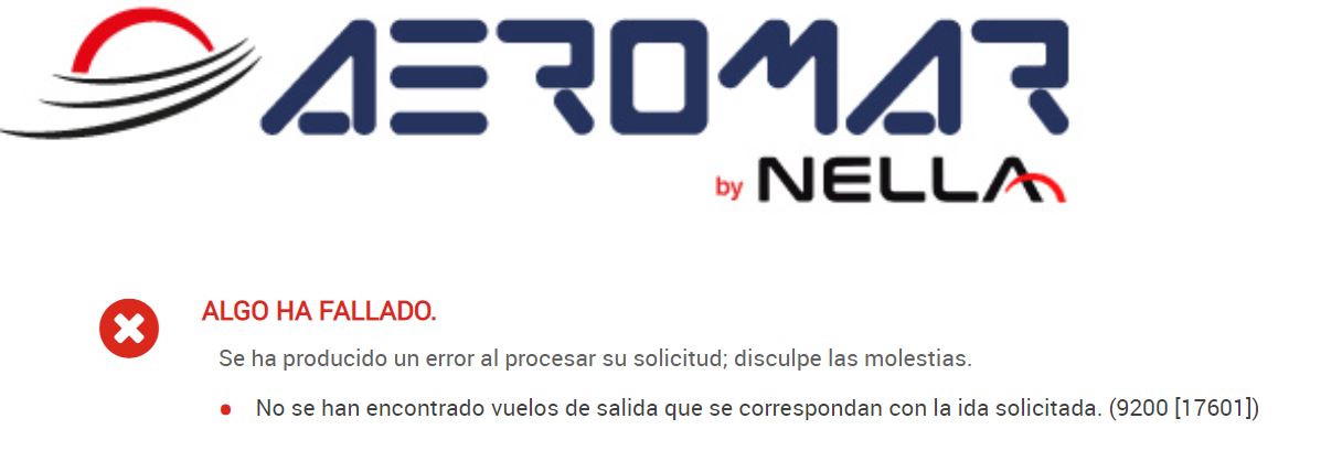 Aeromar by Nella Booking Failure 17 February 2023