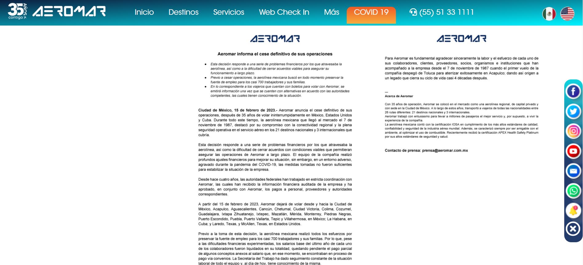 Aeromar Mexico Homepage