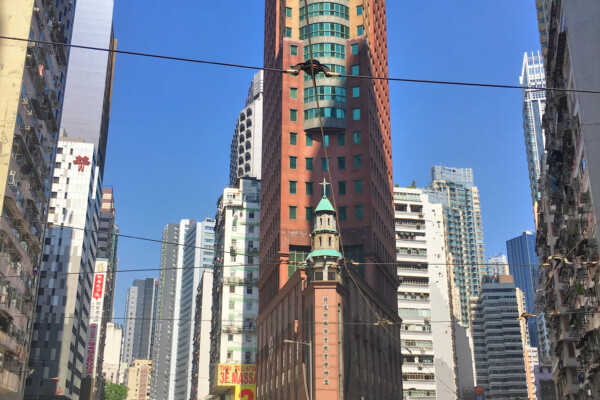a tall building in a city