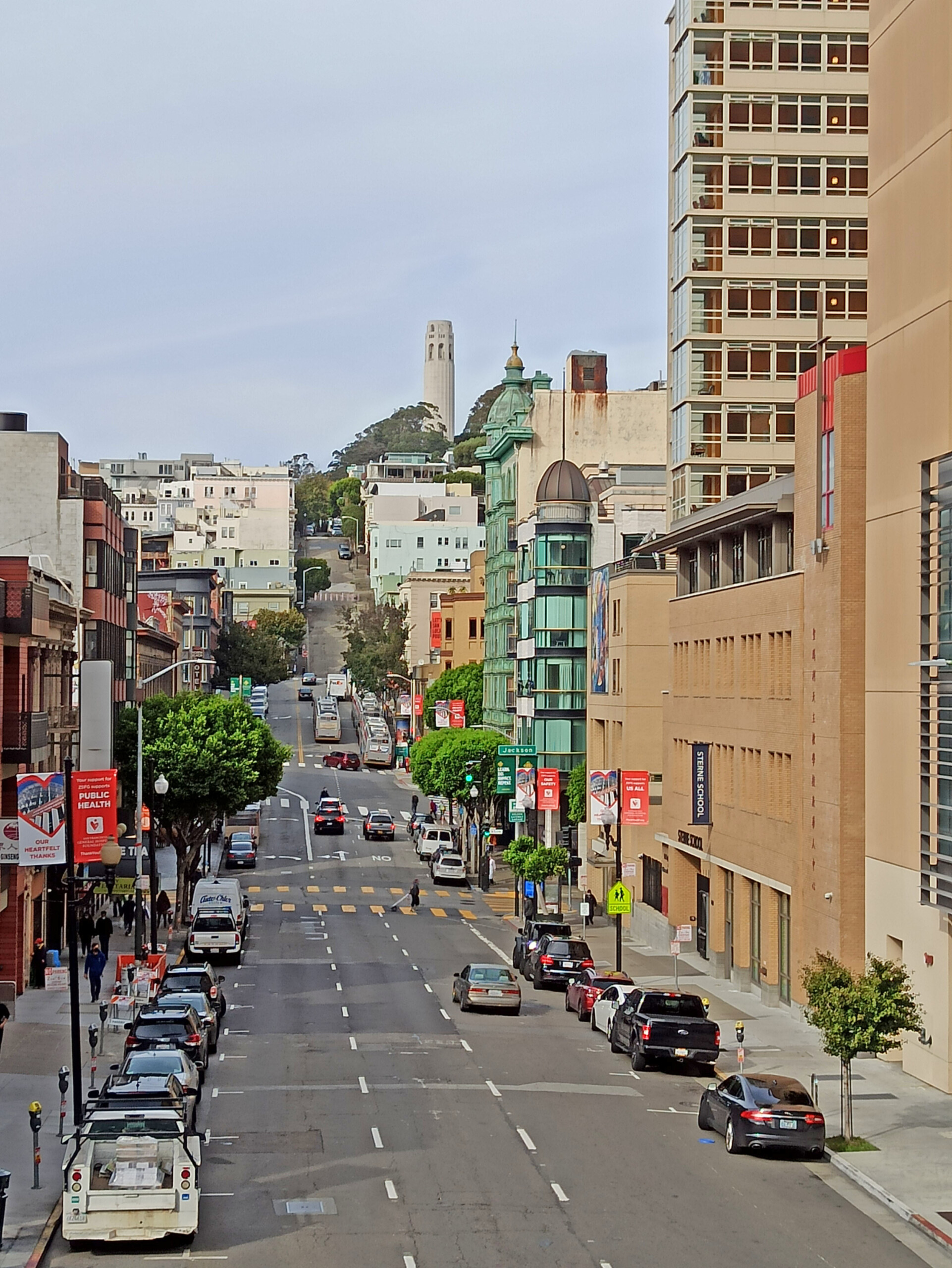 San Francisco's Hilly Cityscape with Coit Tower in the Background