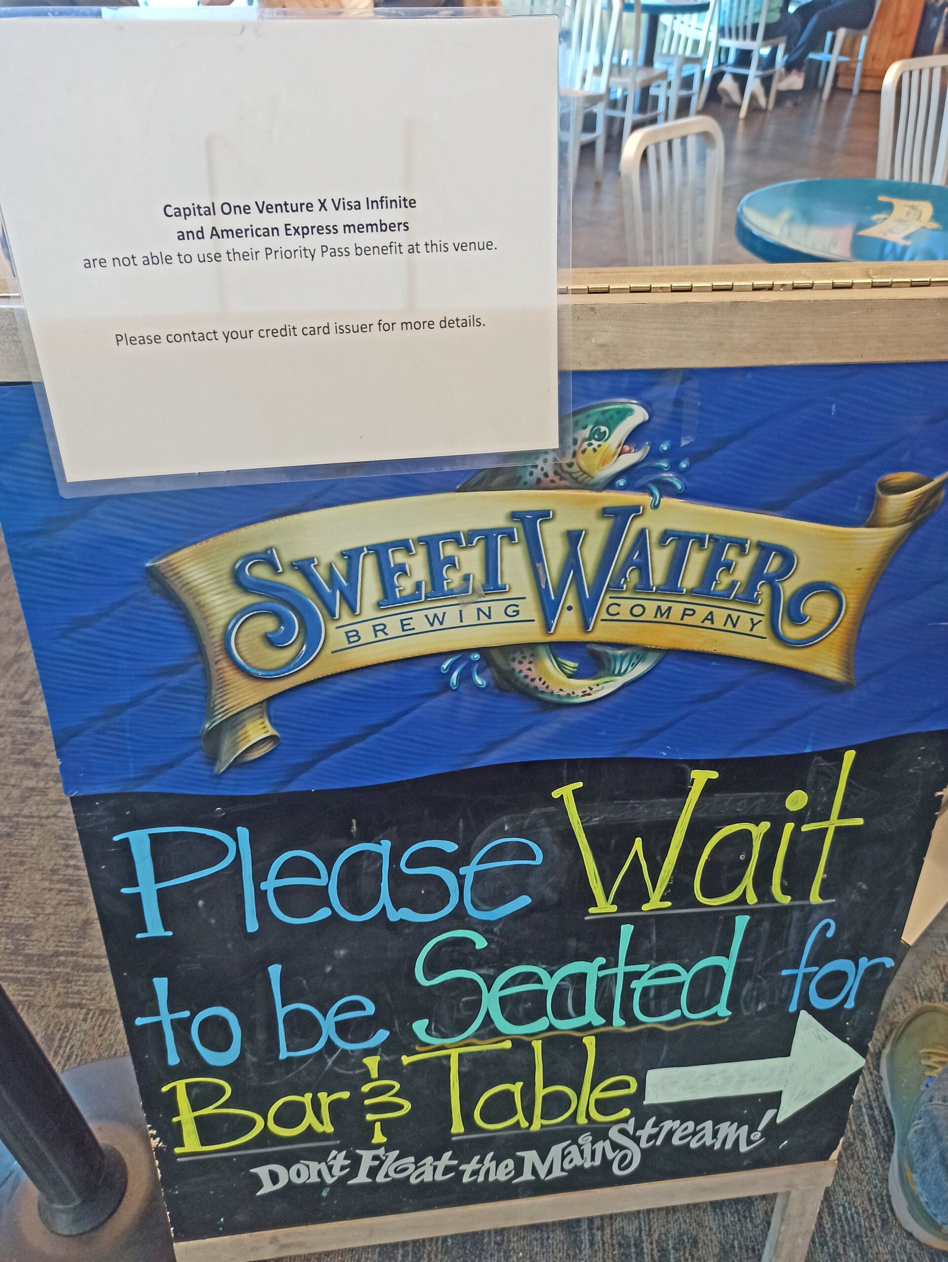 Sign at the SweetWater Mountain Taphouse, Denver International Airport