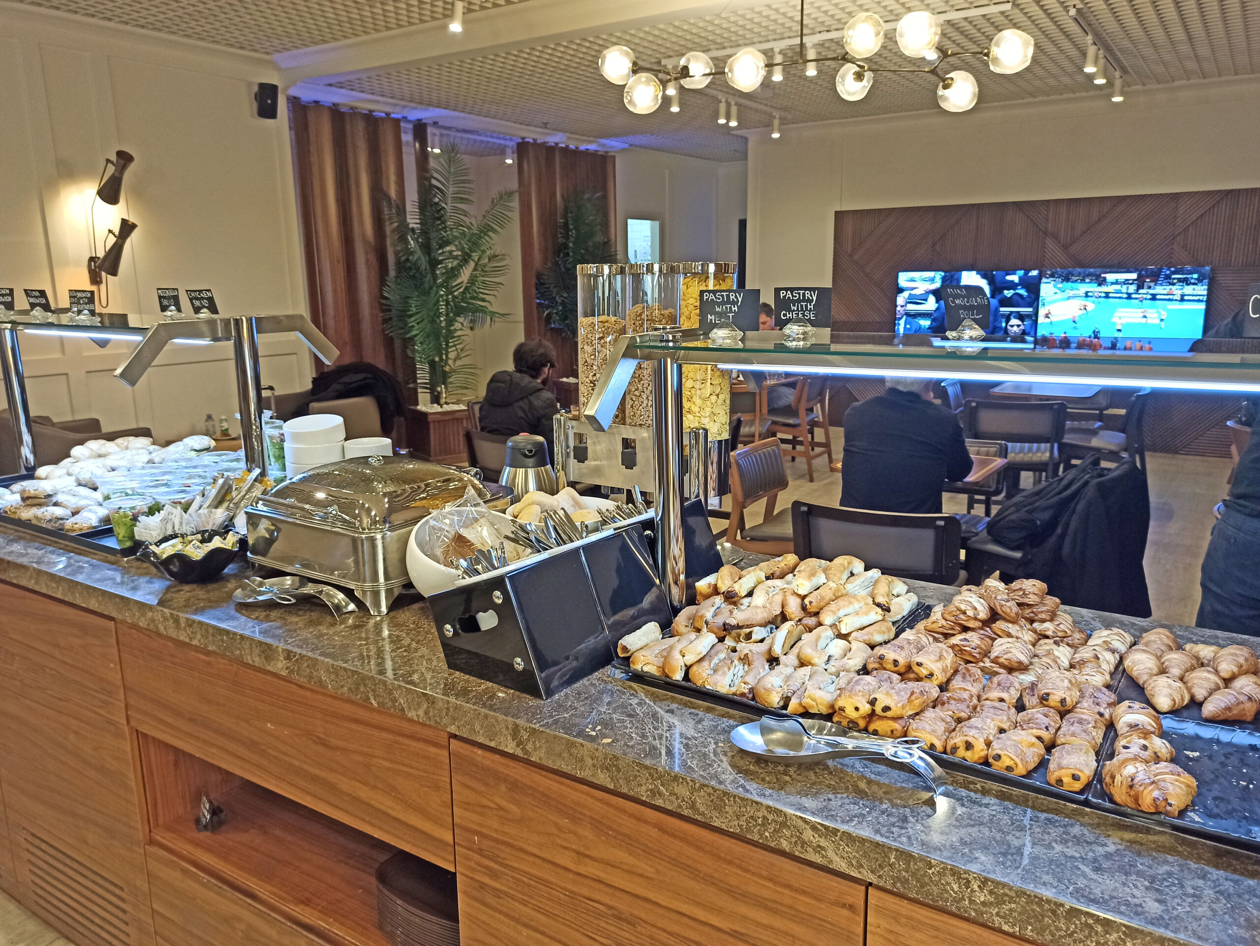 Pre-packaged bread and salads in the main seating area
