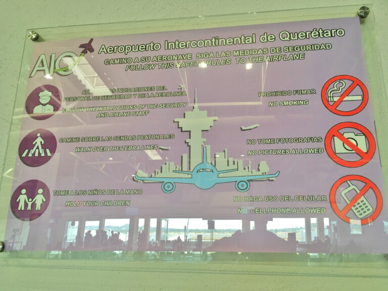 Sign at Queretaro International Airport, Mexico