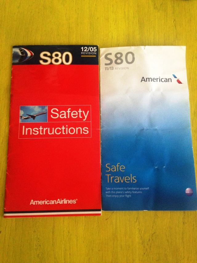 American Airlines Super 80 in-flight safety cards