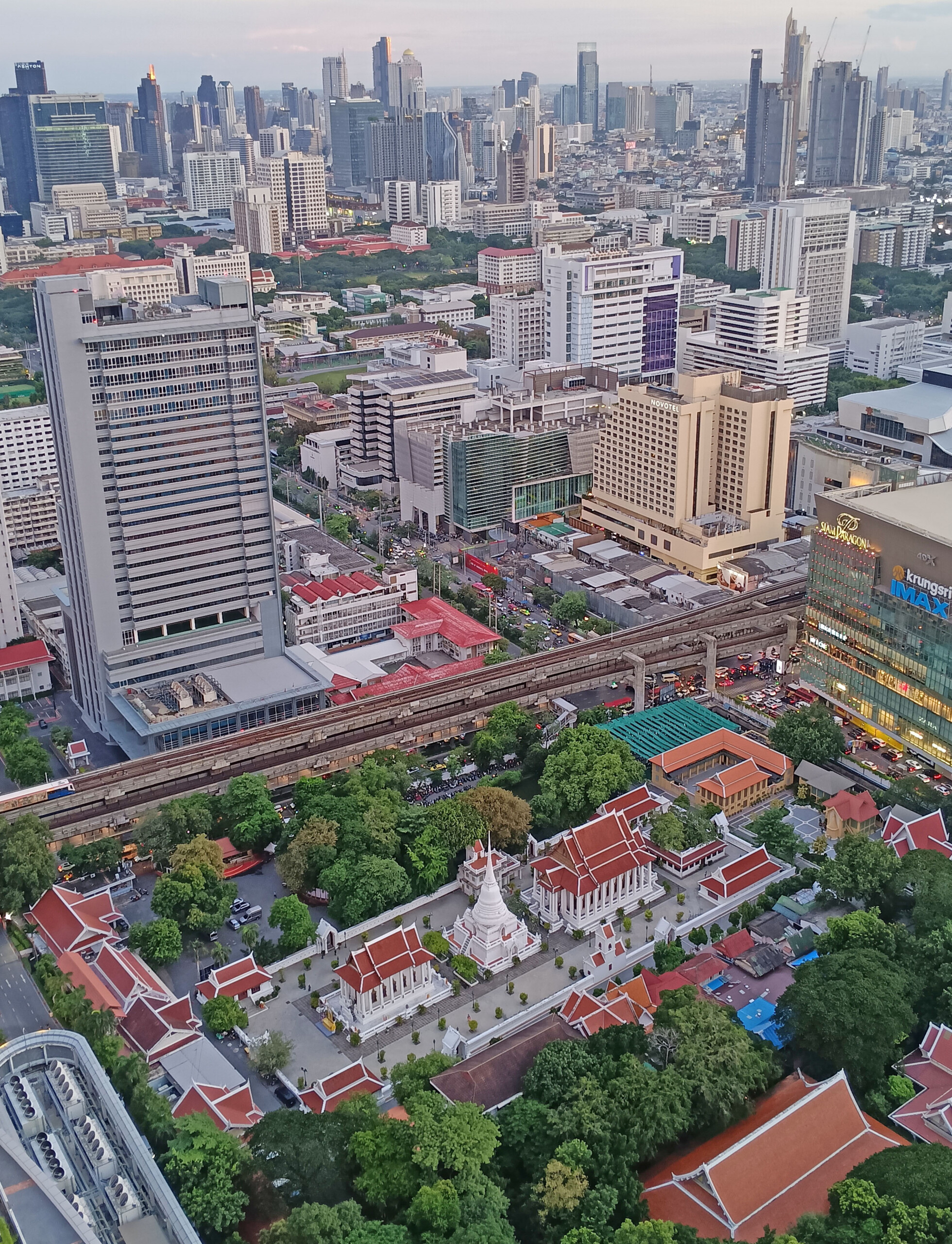 Southwesterly View with Wat Pathum Wanaram Rachaworawihan in Foreground