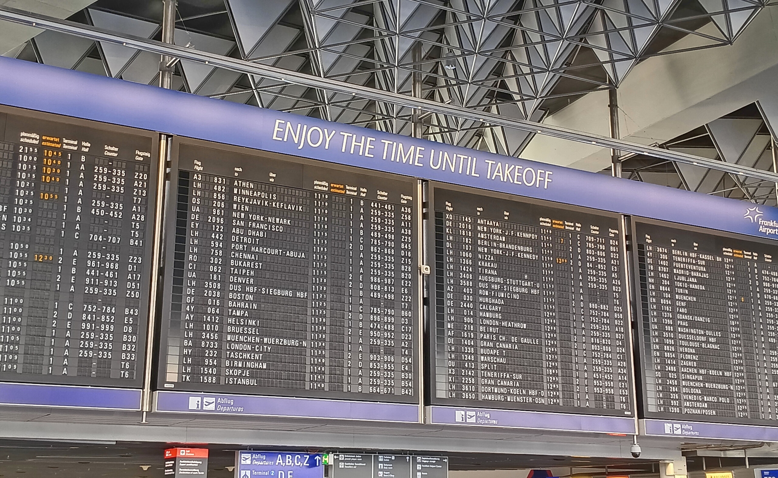 Frankfurt Airport Terminal 1 Gates Flight Information Board