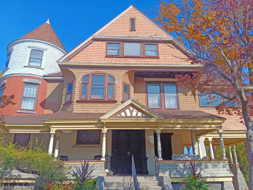 a large house with a large roof