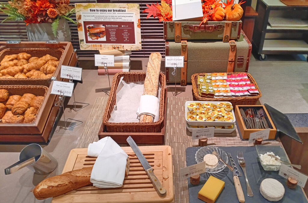 a display of food in baskets