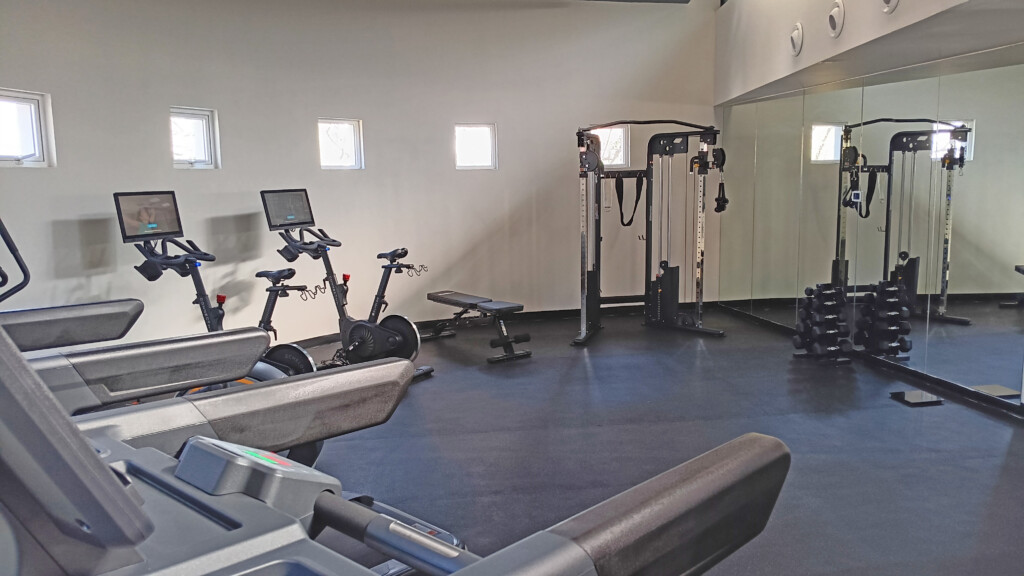 a gym with exercise equipment