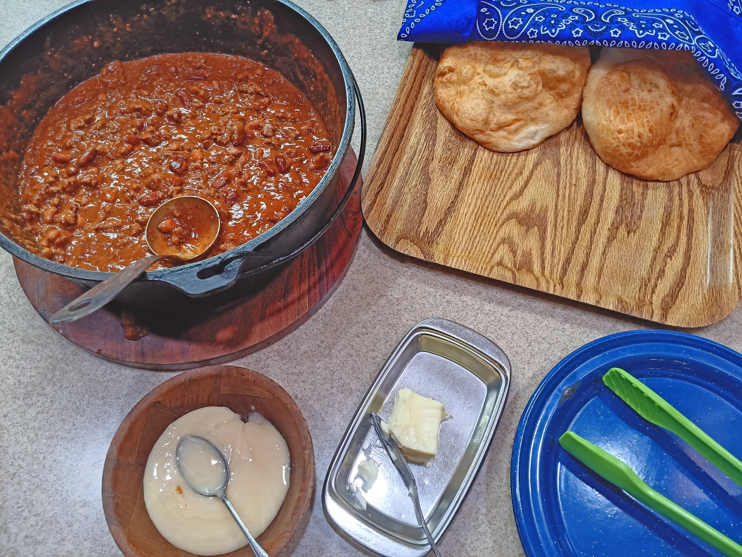 Fry Bread, Chili, and Condensed Milk