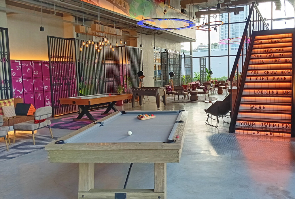 a pool table in a room