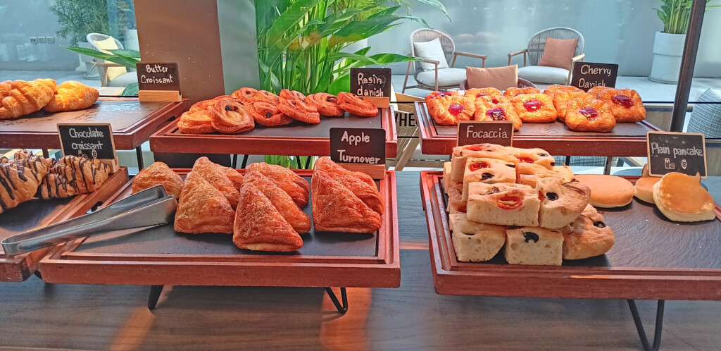 a trays of pastries on a table