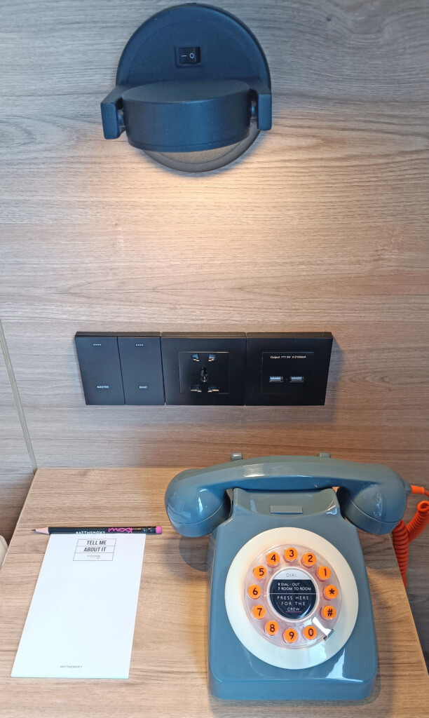 a telephone on a desk