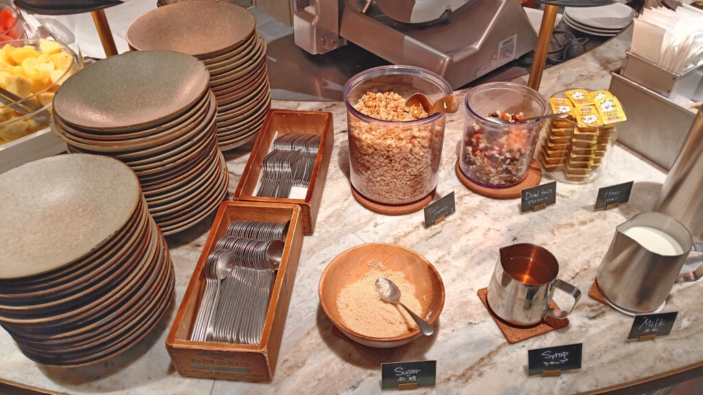 a table with different types of food
