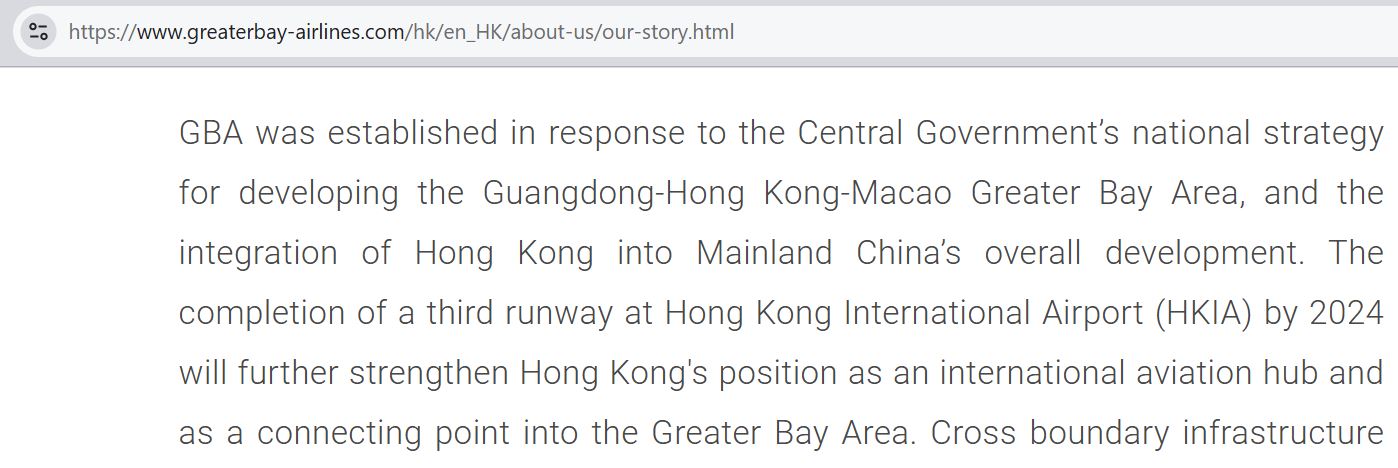 Outdated Greater Bay Airlines website