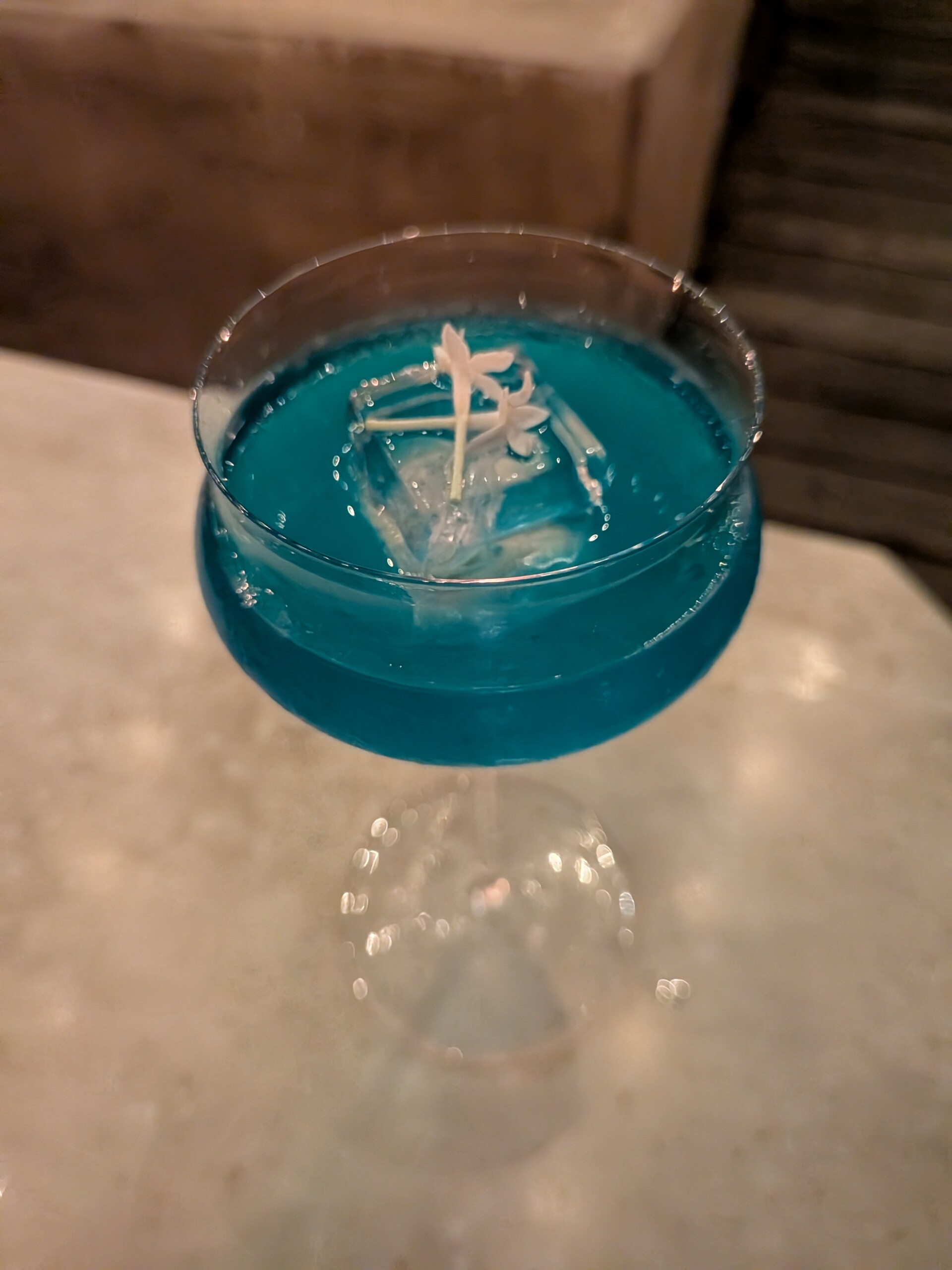 Lucky Pool (Silent Pool Gin, Italicus (Bergamot Liqueur), Micho (Citrus Vinegar), Blue Curaçao