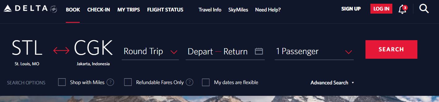 Delta flight search