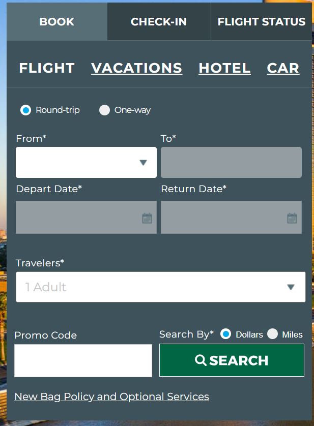Frontier flight search