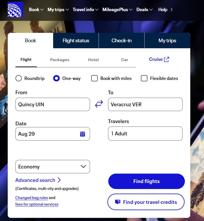 United flight search