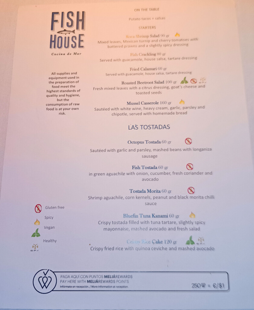 Fish House Menu Front