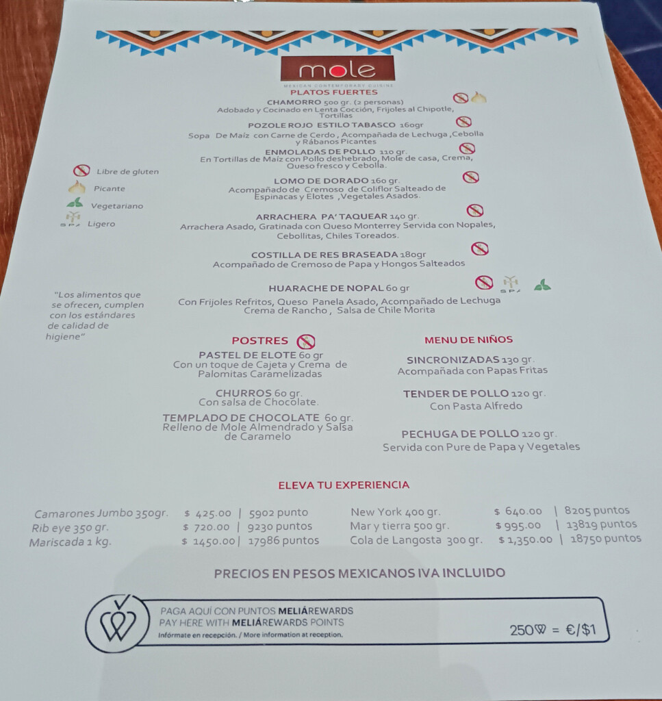 a menu on a table