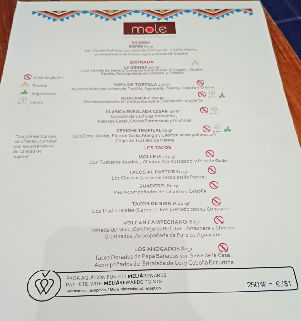 a menu on a table