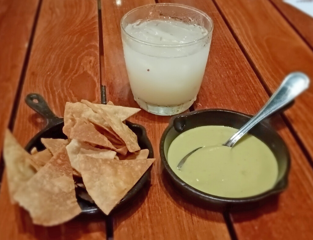 Tuba (drink) with Totopos (chips) and Salsa
