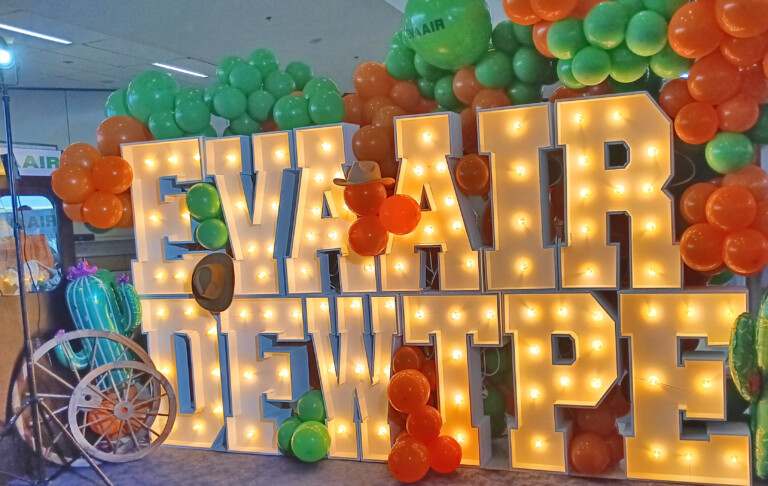 DFW-TPE Inaugural flight sign
