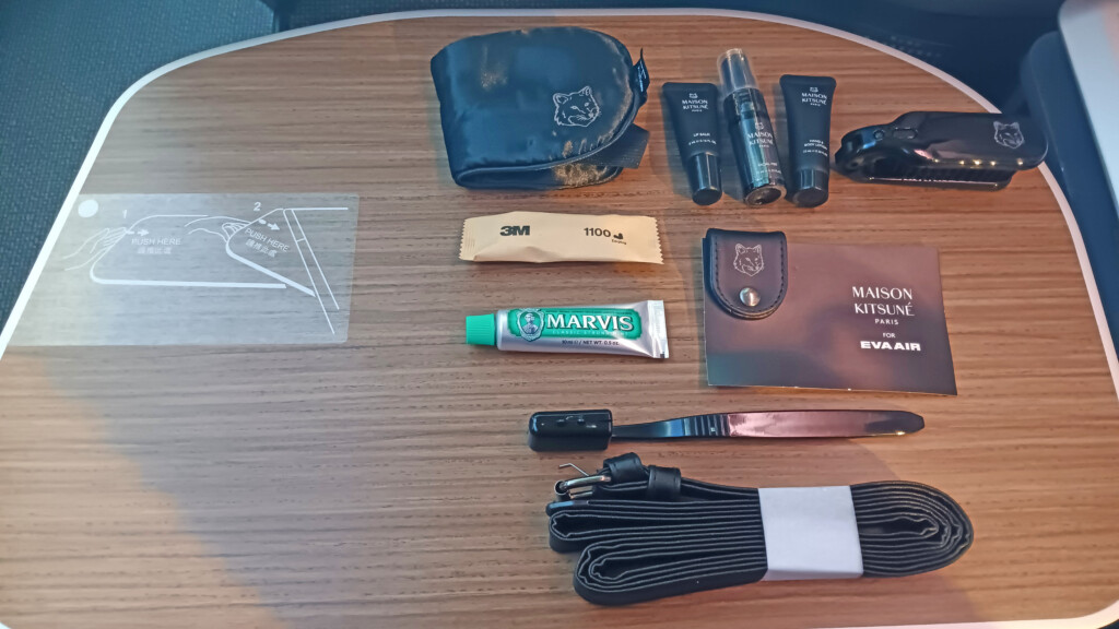 Maison Kitsuné business class amenity kit contents
