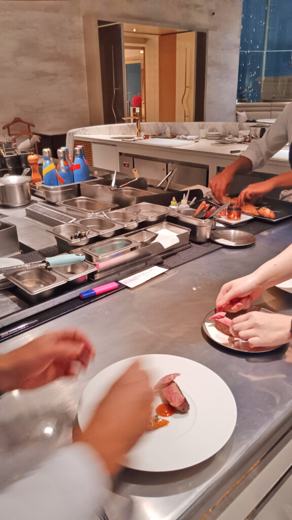 Plating Chef Thierry's signature dish