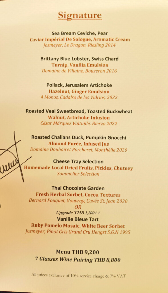 Chef's Table Signature Menu, November 2, 2025