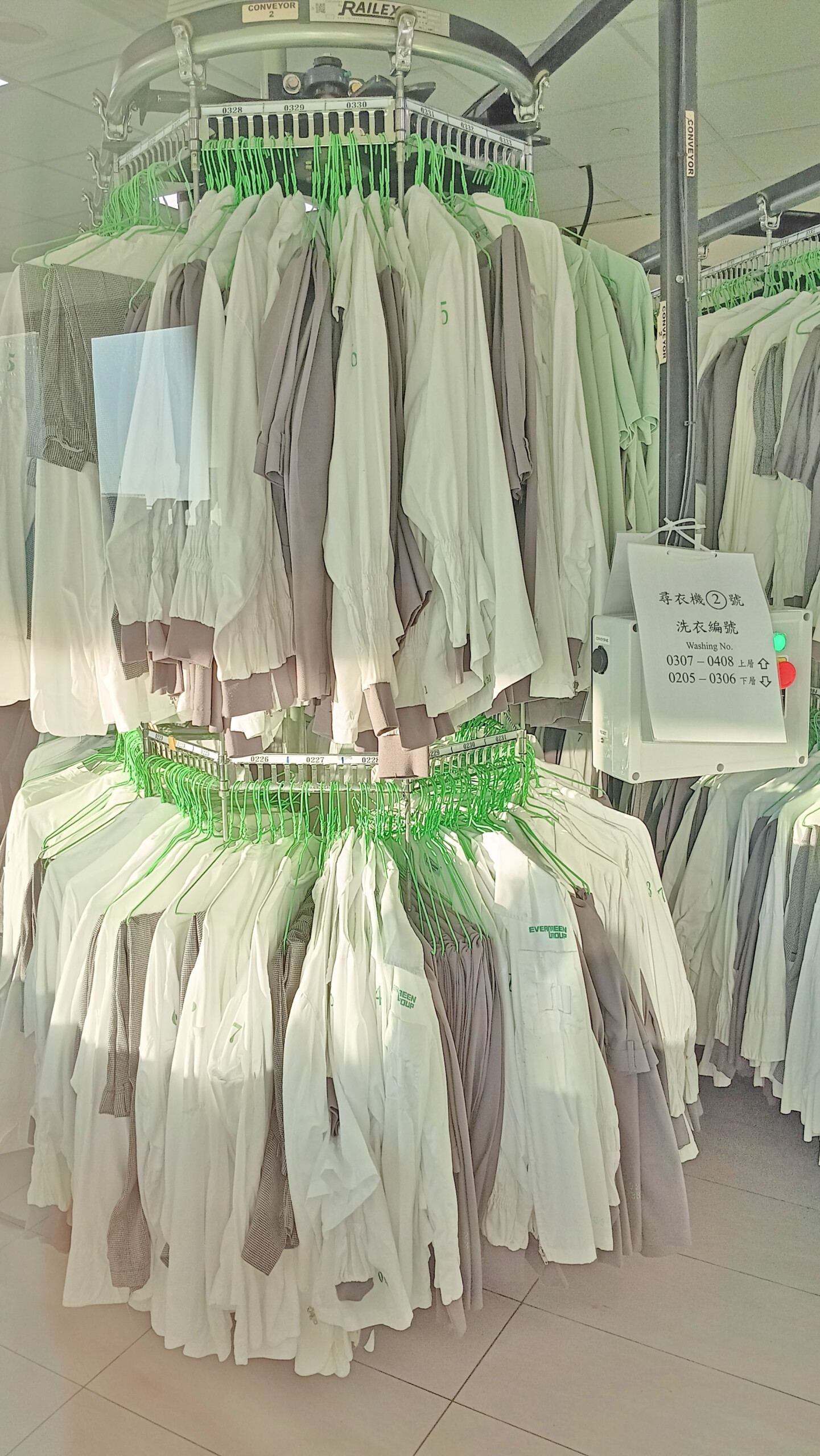 Uniforms with numbers for each day of the week