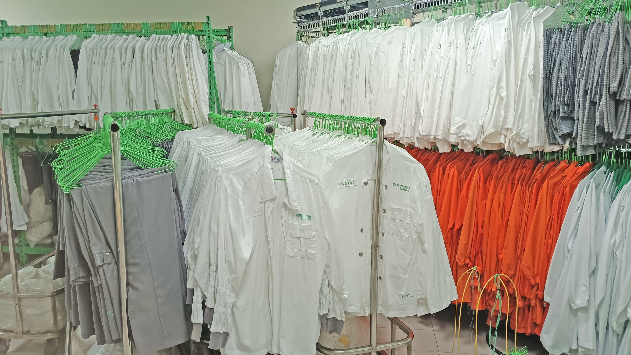 Uniforms with numbers for each day of the week