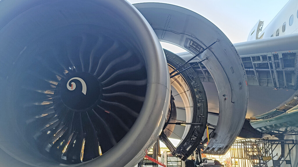 a large jet engine with a few engines