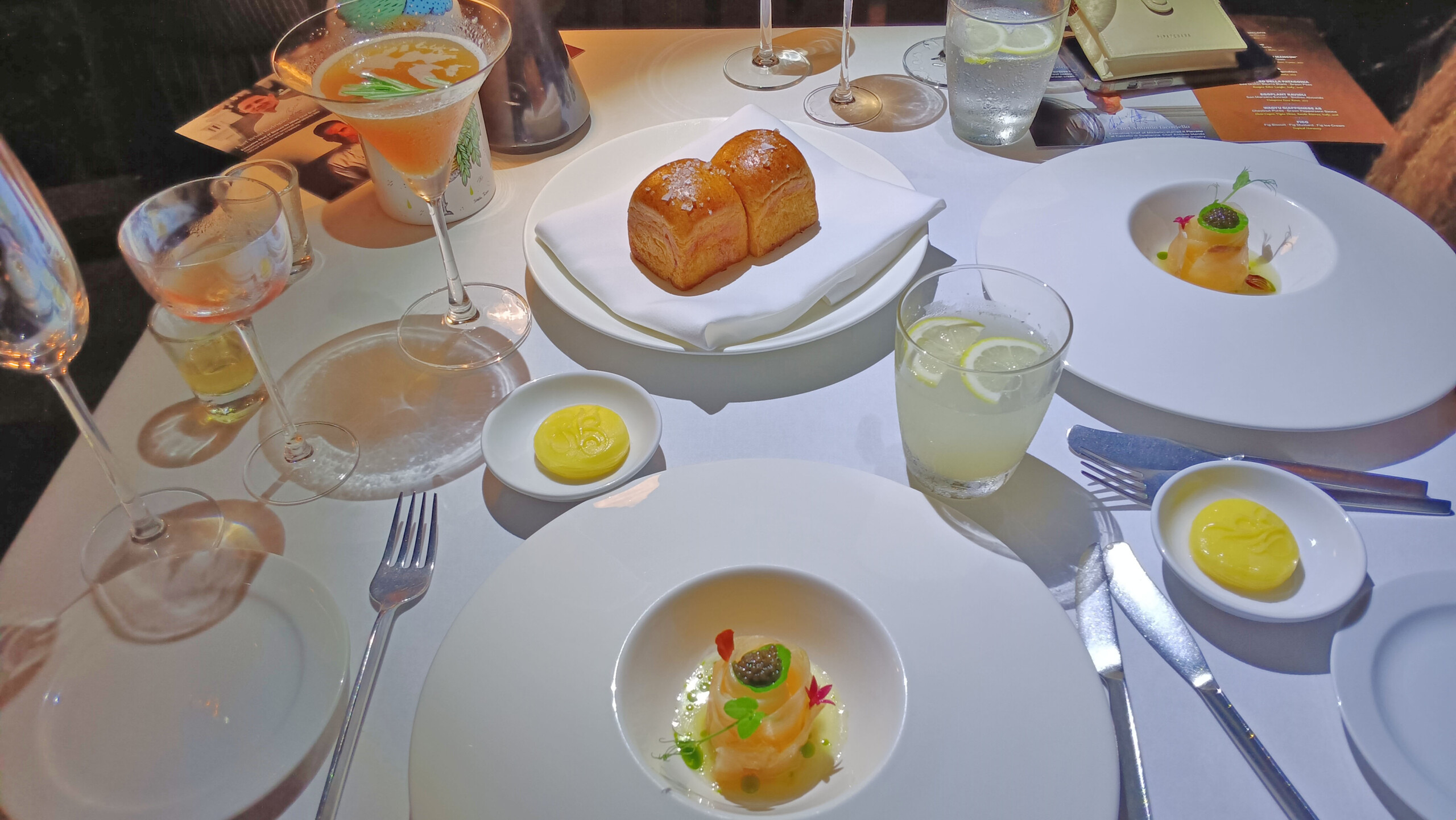 Prosciutto e Melone with hiramasa (Yellowtail amberjack) and oscietra caviar