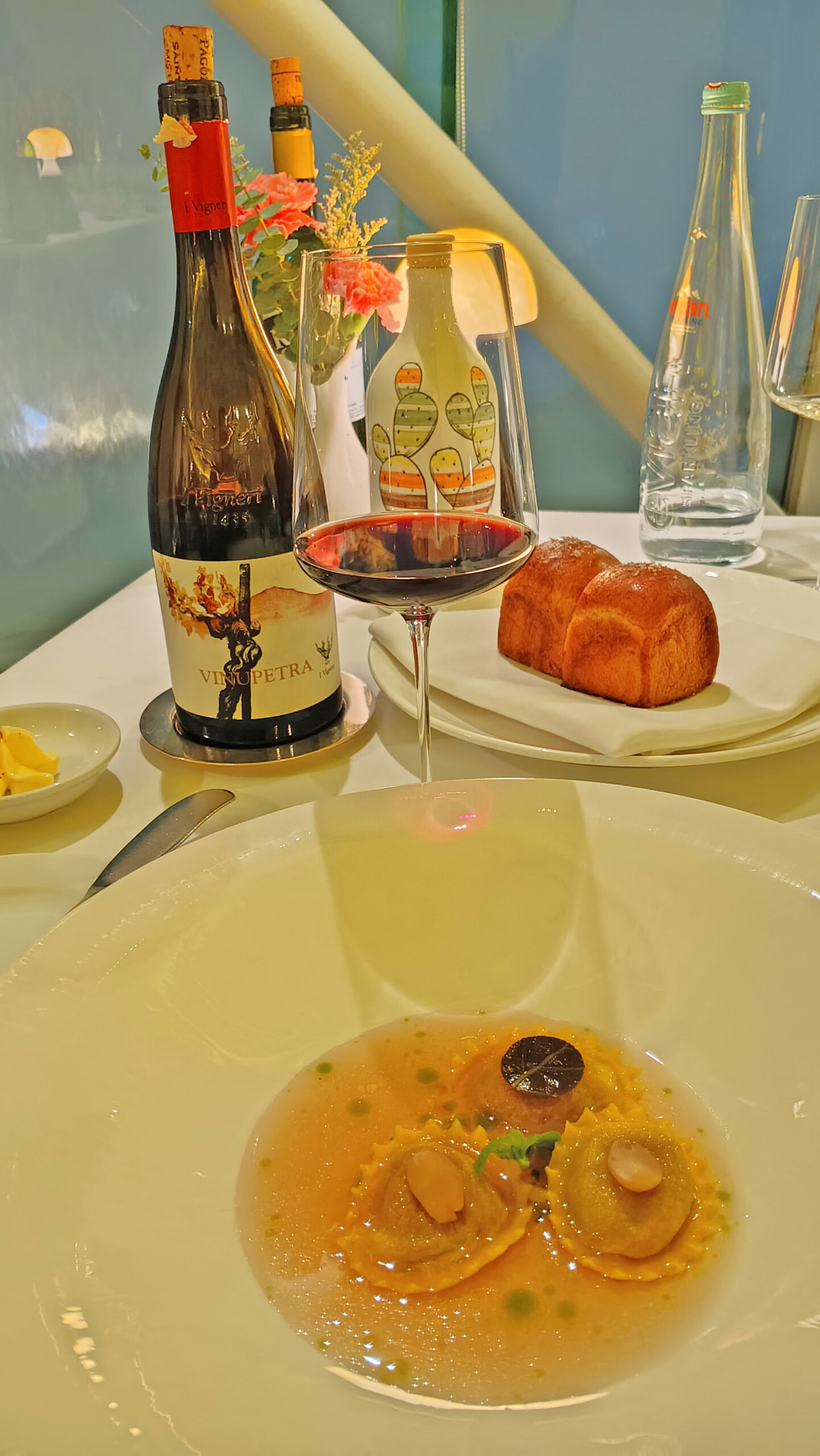 Eggplant ravioli with San Marzano extract and Sicilian almonds