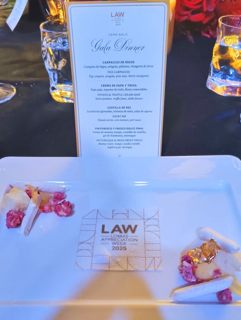 a plate with food on it next to a menu