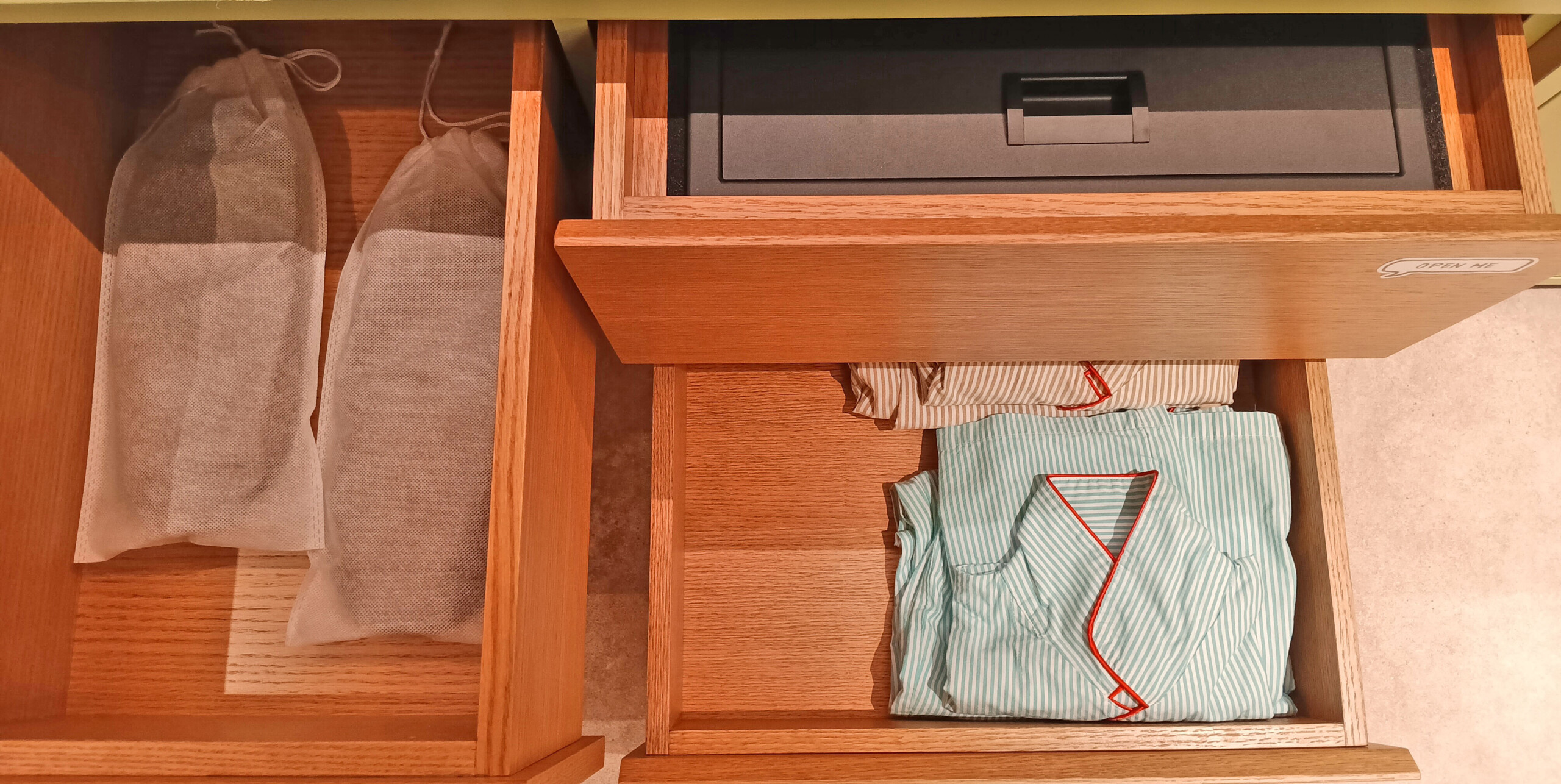 Yukata, slippers, and safe