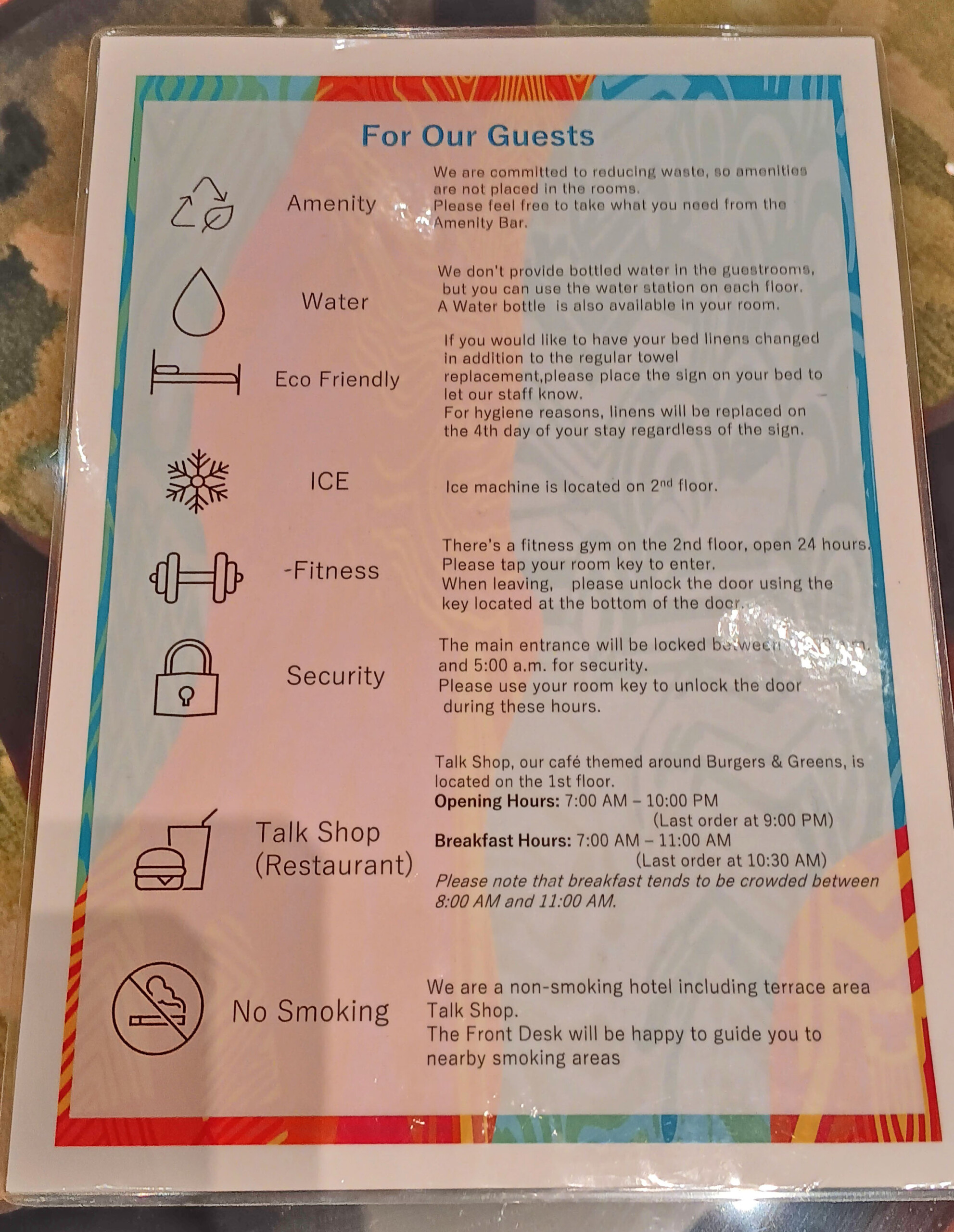 Hotel services and amenities