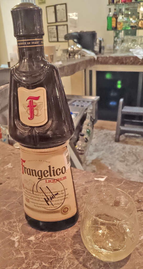 a bottle of liquor on a counter