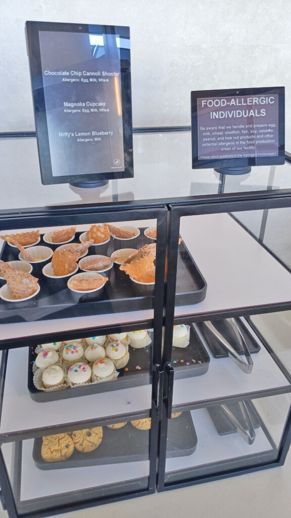 a display case with food on it