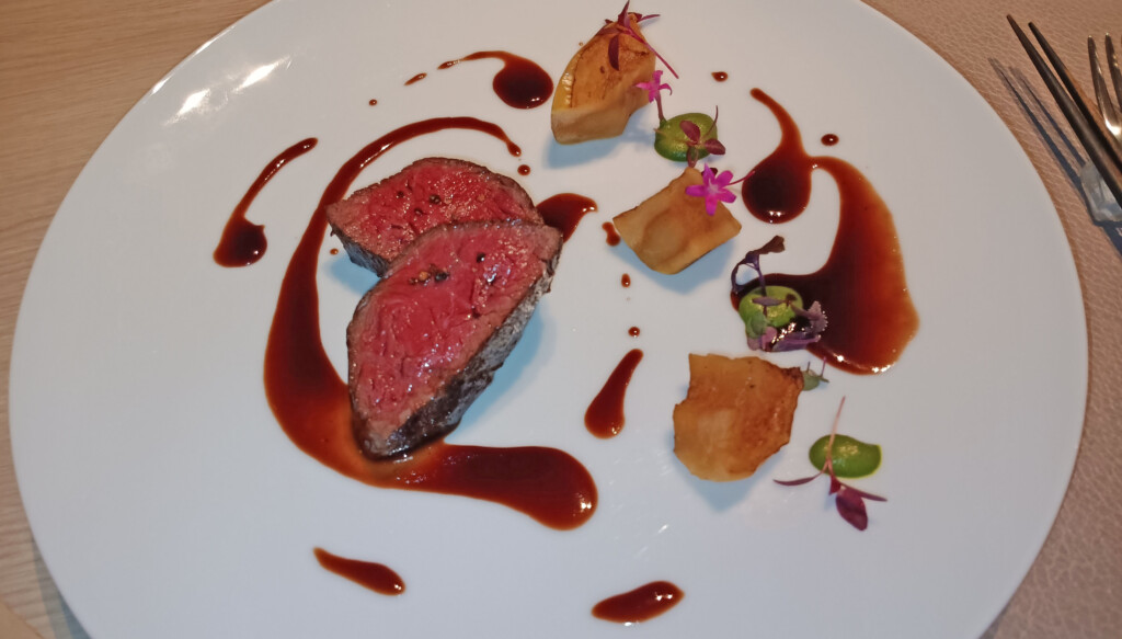 a plate of food with sauce