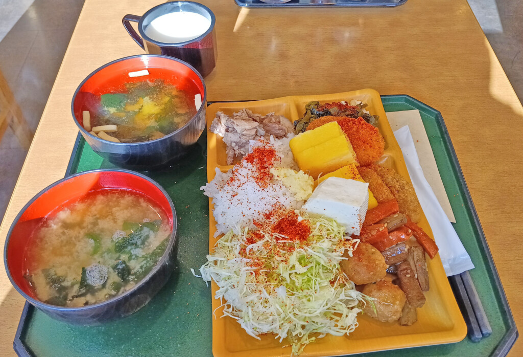 a tray of food on a table
