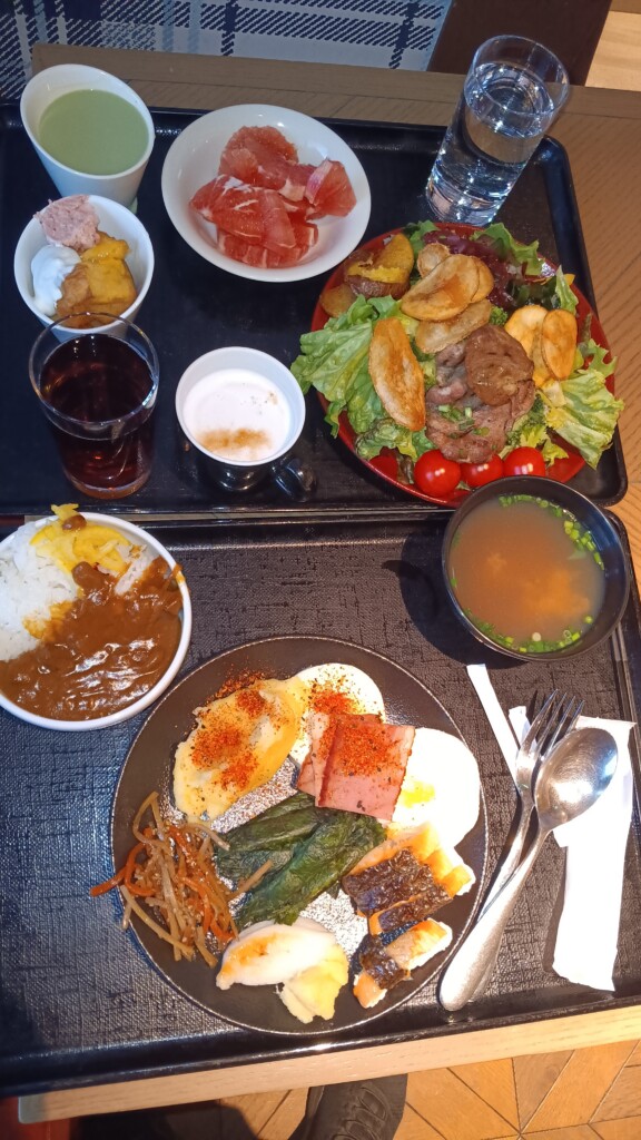 a tray with food on it