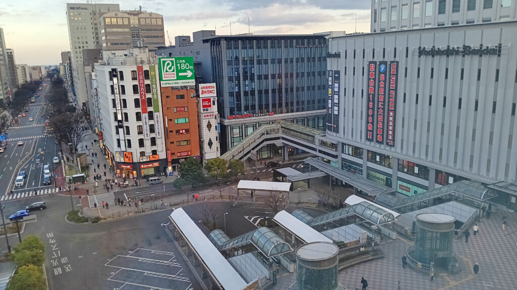 a city street with many buildings