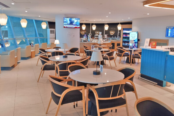 a room with tables and chairs