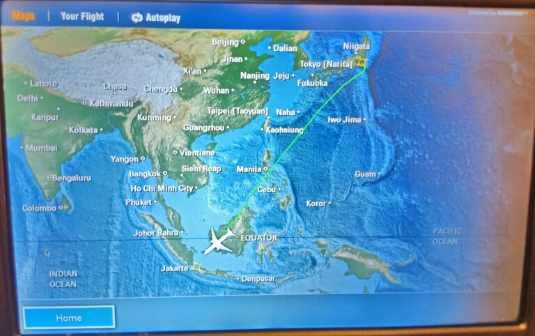 JAL NRT-CGK in-flight map 2026